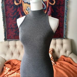 NWT Gray Mockneck Sleeveless Knit Dress